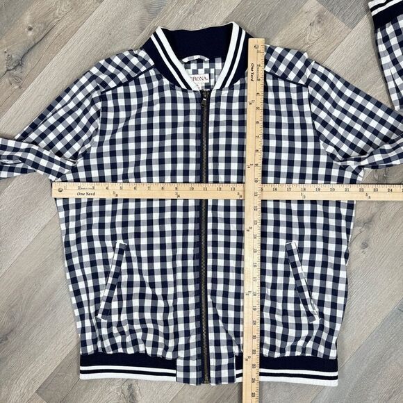 Merona Gingham Check Full Zip Windbreaker Jacket Blue White XL Cottagecore - Picture 13 of 15
